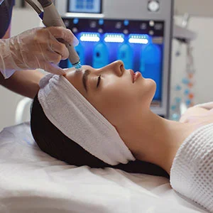 Close up of microneedling treatment