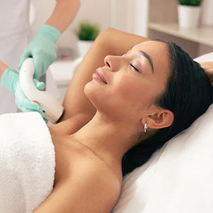 Close up of microneedling treatment