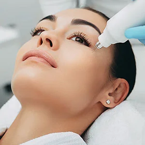 Close up of microneedling treatment